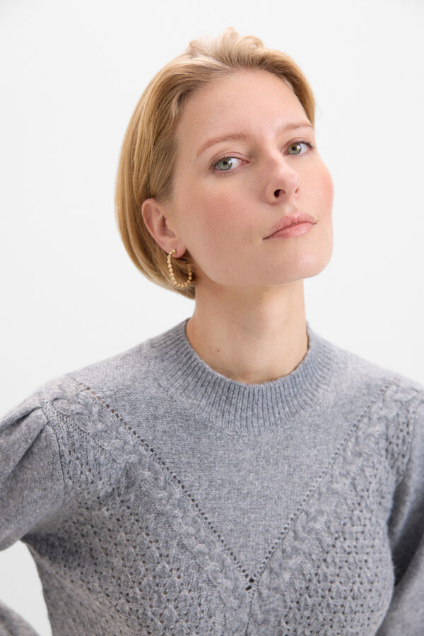 Cortefiel Jersey ochos y calados Gris