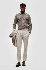 Selected Pantal&oacute;n de traje slim fit elaborado con materiales reciclados. Beige