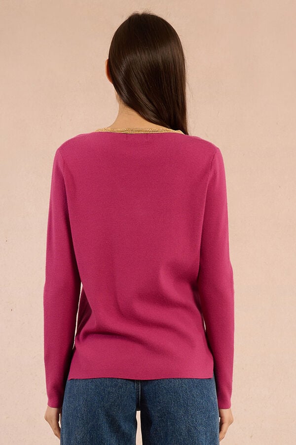 Molly Bracken Jersey de manga larga ribete dorado Lila