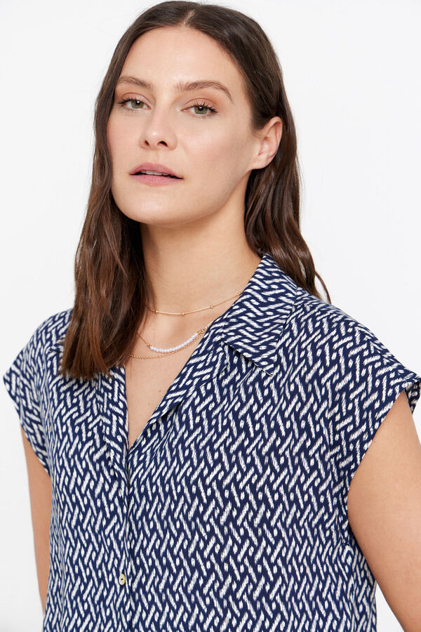 Cortefiel Camisa fluida estampada Estampado azul