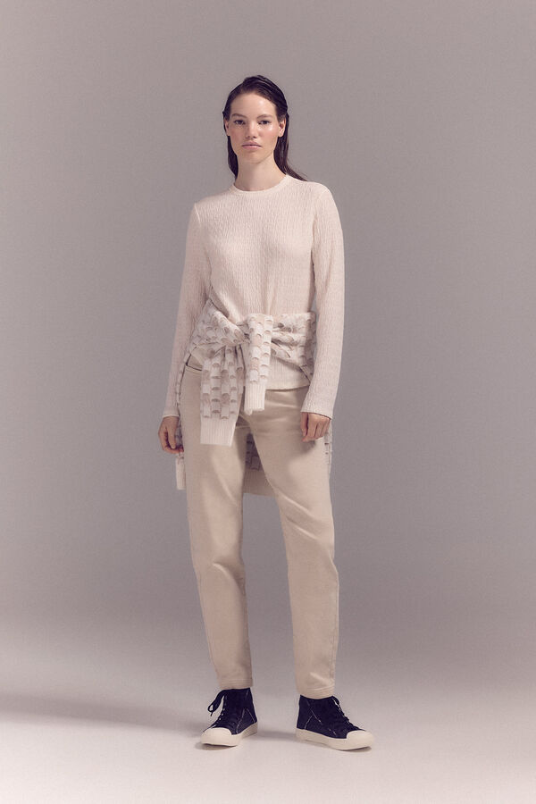 Slowlove Top de estructura ondas Marfil