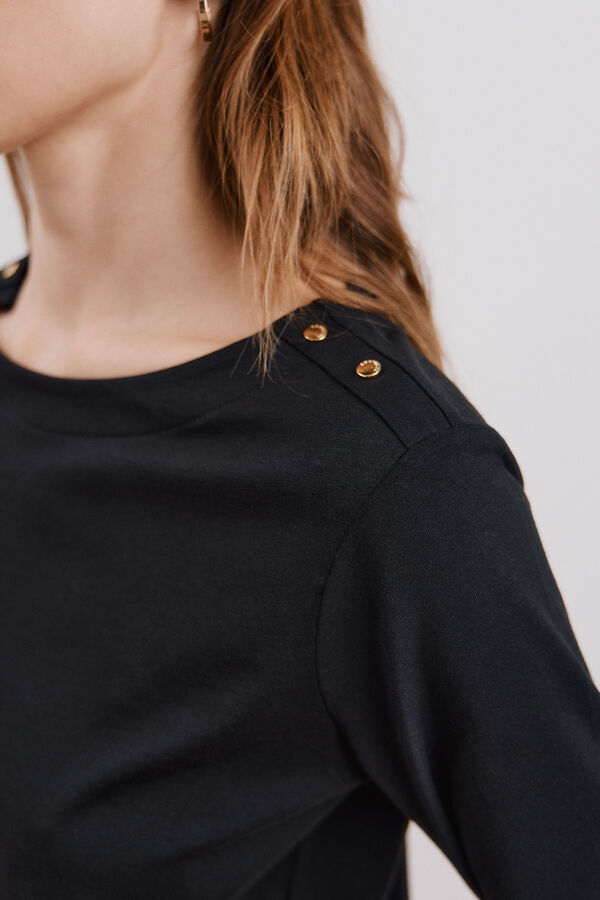 Cortefiel Camiseta b&aacute;sica escote barco Negro