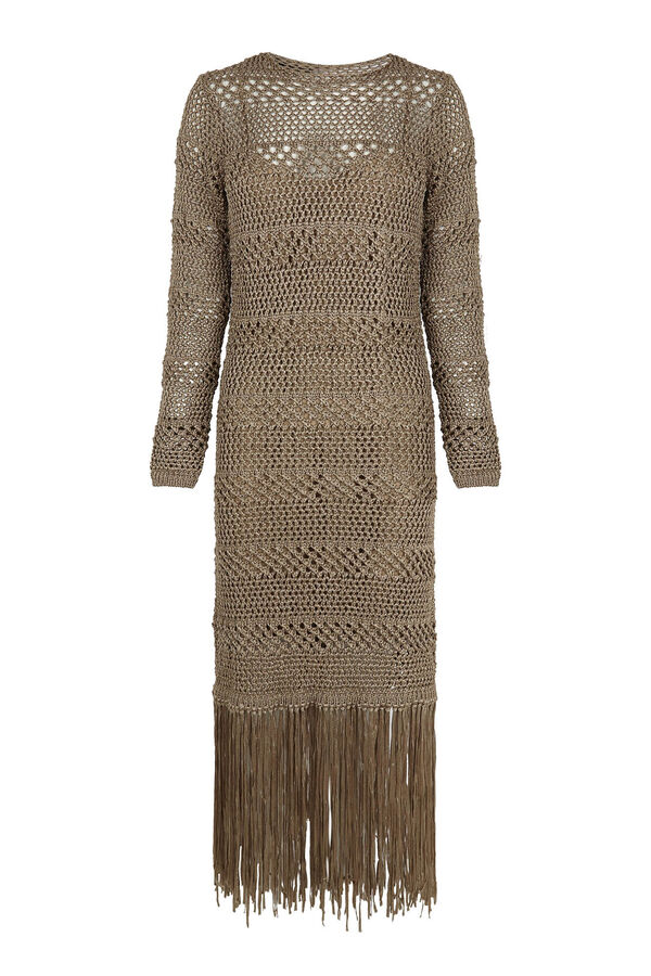 Slowlove Vestido de malha com franjas Amarelo