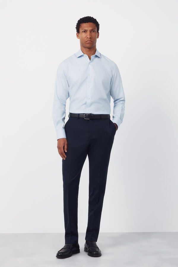 Cortefiel Camisa vestir otom&aacute;n slim fit f&aacute;cil plancha Azul