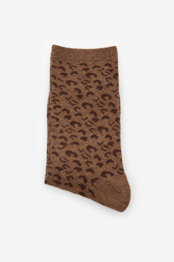 Cortefiel Meias soquetes compridas Better Cotton leopardo Laranja