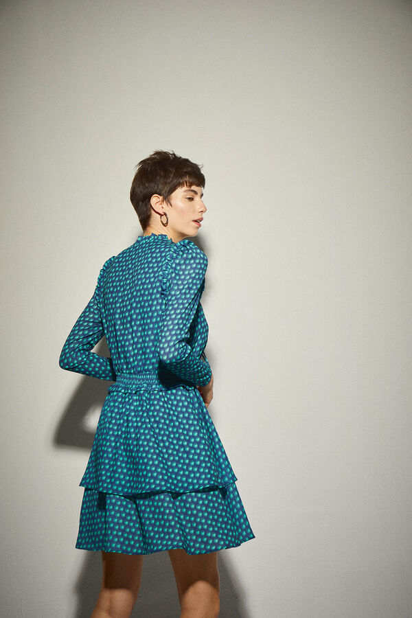 Dolores Promesas Vestido Estampado Geometrico Teal Estampado azul