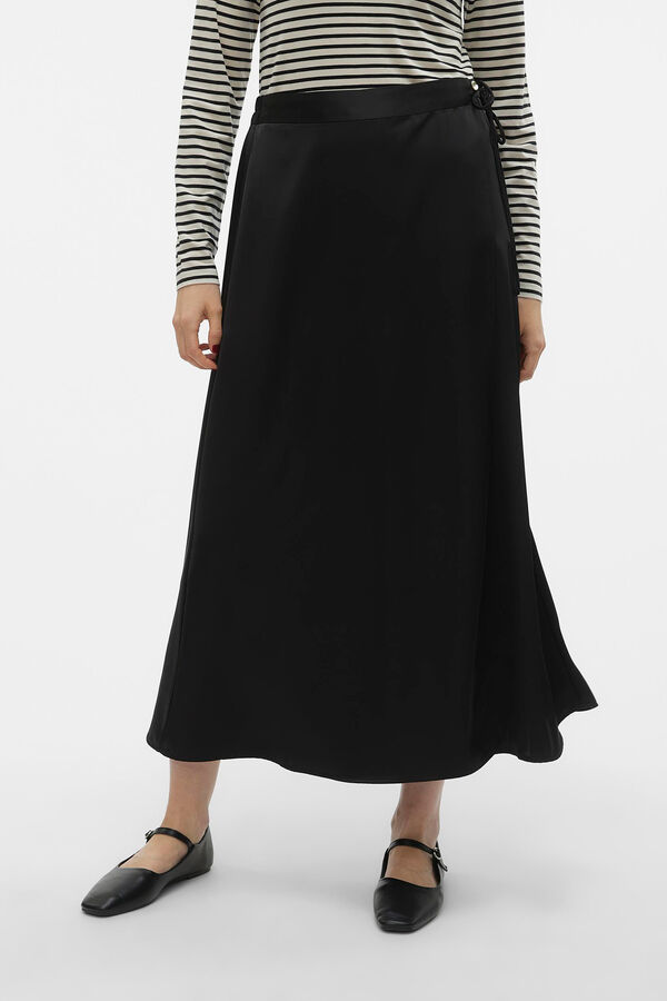 Vero Moda Saia midi acetinada Preto