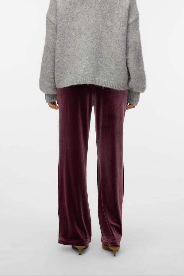 Vero Moda Pantal&oacute;n largo terciopelo Morado