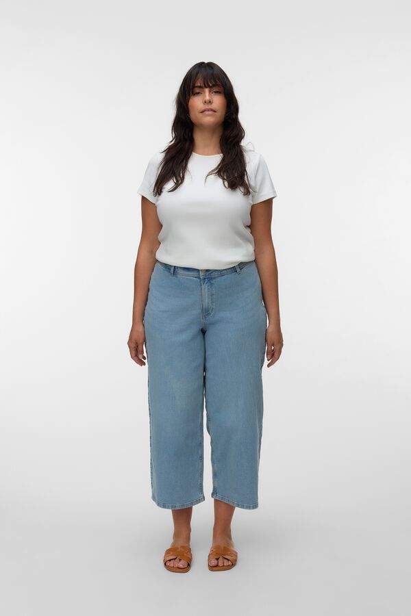 Vero Moda Curve Jeans perna larga tamanho grande Azul