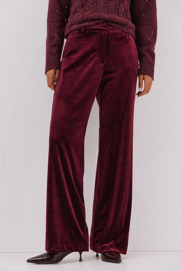 Cortefiel Pantal&oacute;n de terciopelo Granate