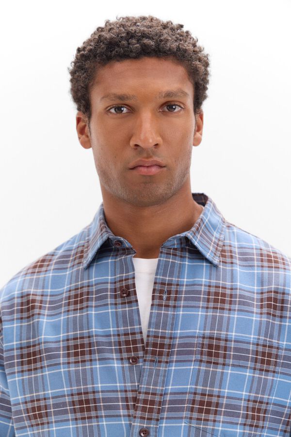 Cortefiel Camisa twill xadrez Azul