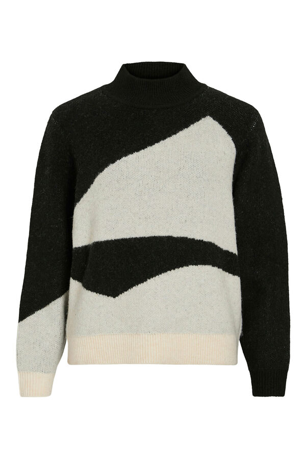 Vila Jersey de punto color block Negro