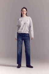 Slowlove Jersey bordado flores Gris