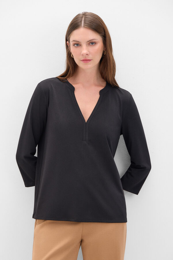 Cortefiel T-shirt b&aacute;sica fluida Preto