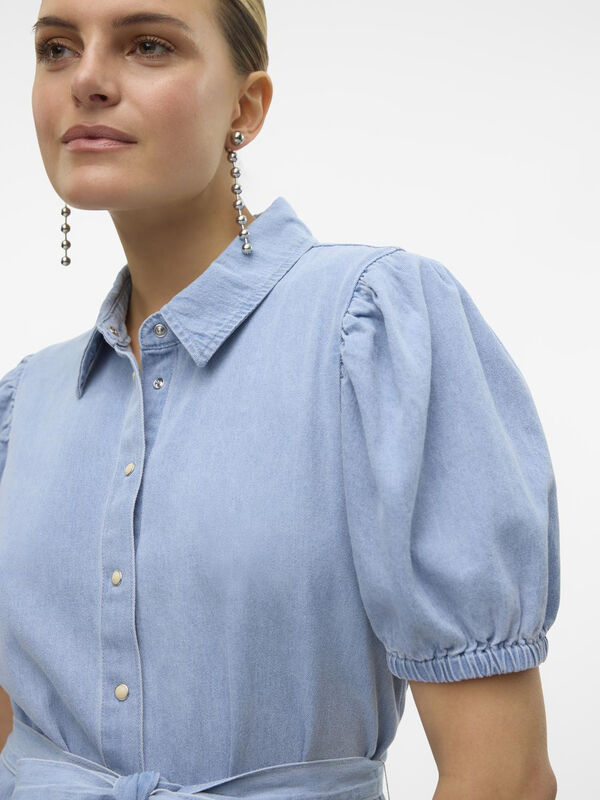 Vero Moda Vestido curto denim de manga curta  Azul