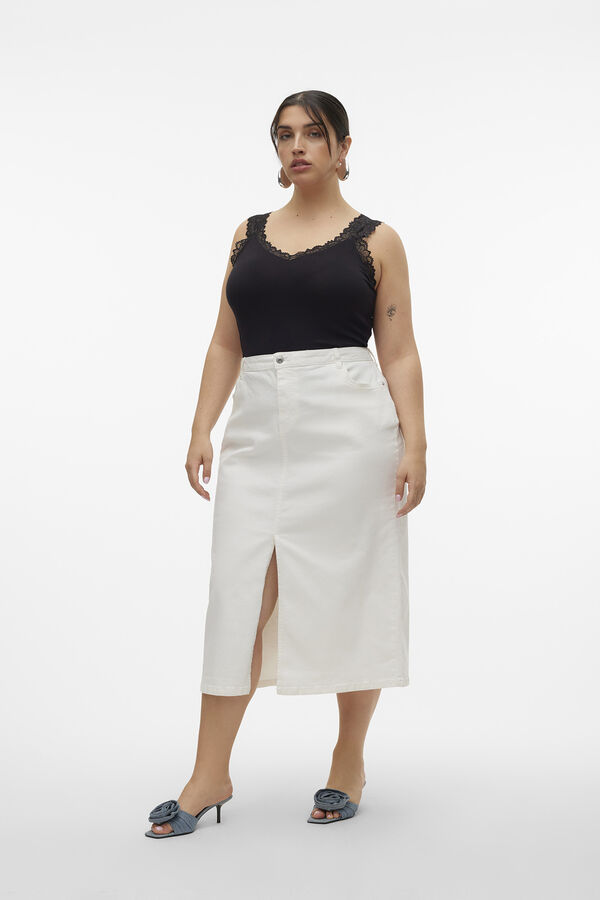 Vero Moda Curve Falda midi denim talla grande Blanco