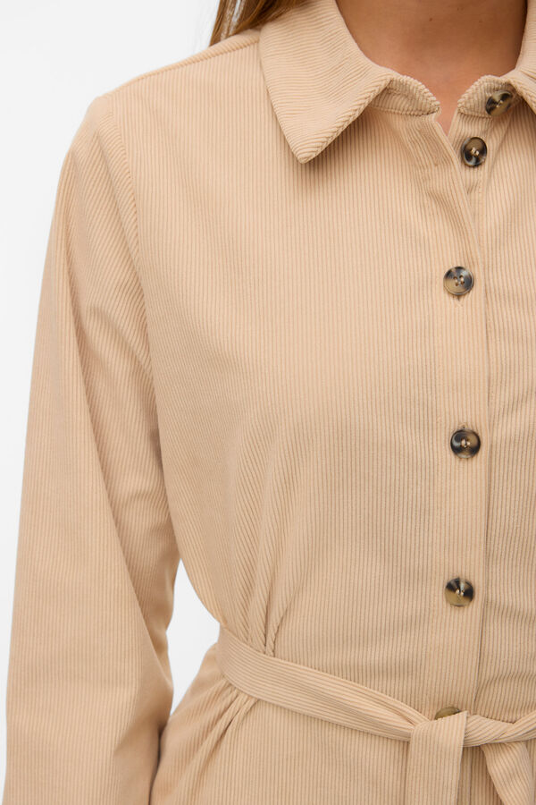 Vero Moda Vestido camisa de veludo cotel&ecirc; Tostado