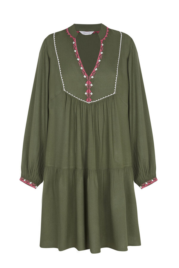 Cortefiel Vestido curto bordado Verde