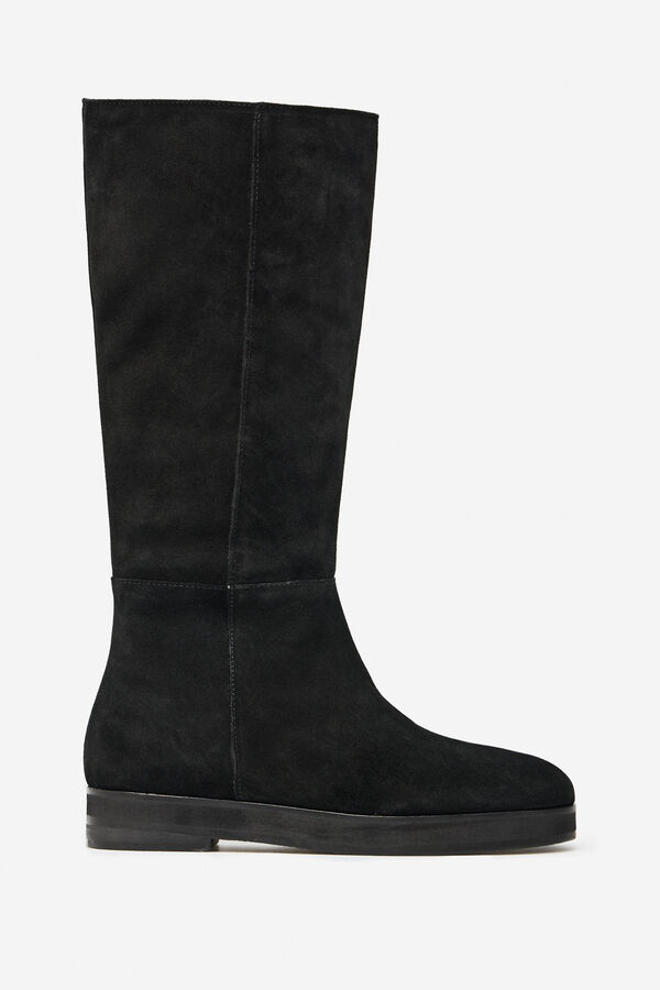 Cortefiel Bota alta el&aacute;stico serraje Negro