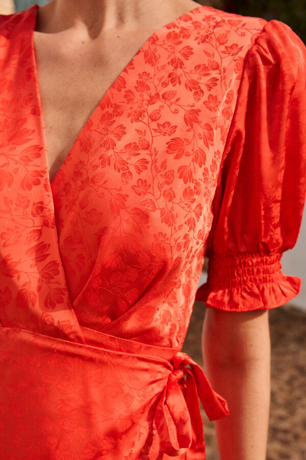 Pol&iacute;n Et Moi Vestido de flores coral Vermelho