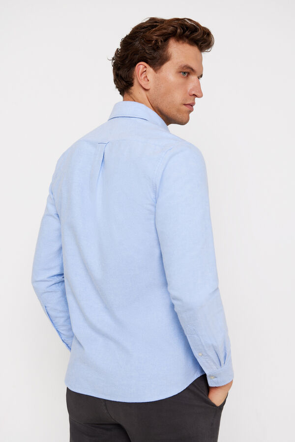 Cortefiel Camisa oxford engomado liso Azul