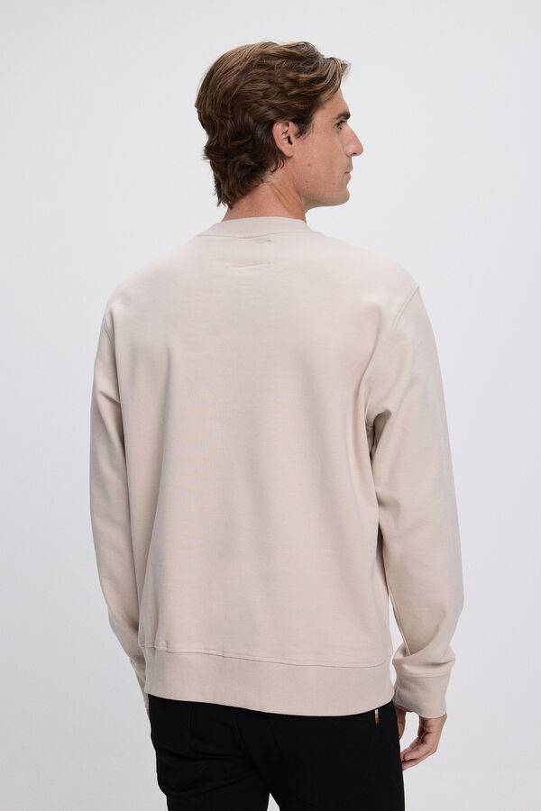 Jack & Jones Sweatshirt b&aacute;sico estampado  Ecru