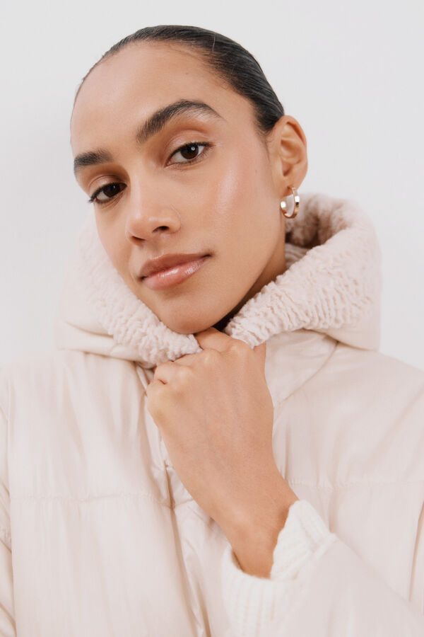 Cortefiel Sobretudo comprido reversível efeito pelo Ecru