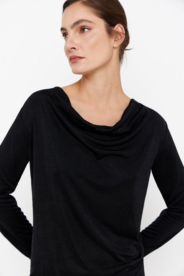 Cortefiel Top punto lurex drapeado Negro