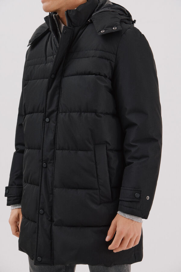 Cortefiel Parka acolchoada Preto