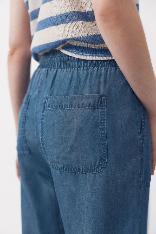 Cortefiel Pantalones Fluidos Tencel Azul