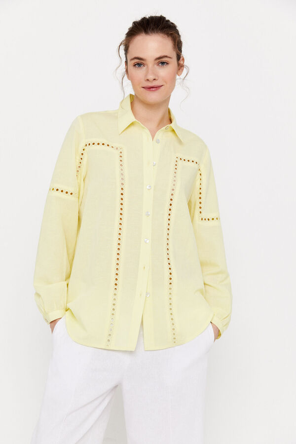Cortefiel Camisa lino Amarillo