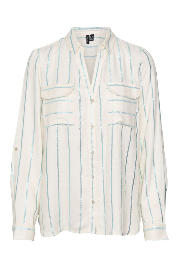 Vero Moda Camisa &agrave;s riscas de manga comprida Branco