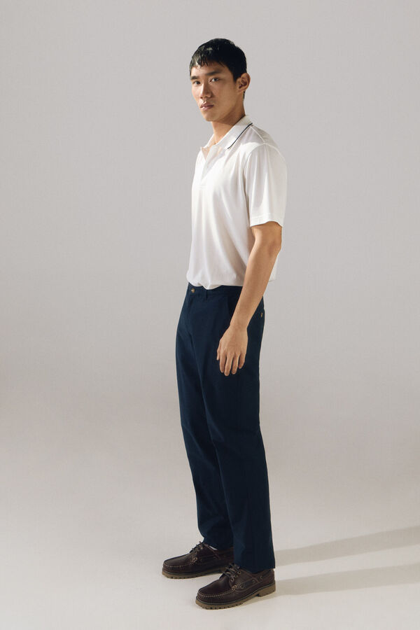 Cortefiel Camisa p&oacute;lo com gola jacquard Coolmax&reg; Branco