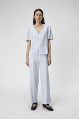 Object Pantalón de lino estampado de rayas Azul