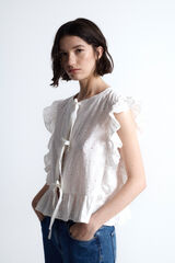 Object Blusa com babados e la&ccedil;os Branco