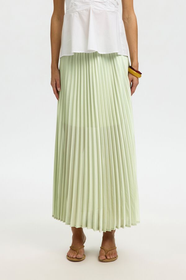Selected Saia comprida plissada Verde