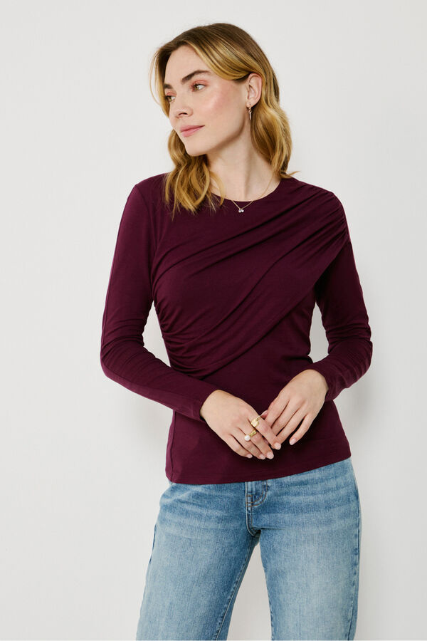 Vila Top de manga larga con detalle drapeado Morado