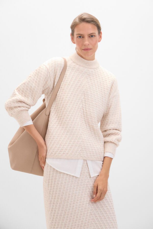 Cortefiel Jersey punto estructura Marfil