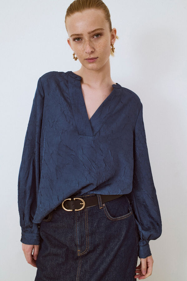 Object Top manga comprida textura Roxo