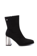 XTI Botins femininos para usar camur&ccedil;a el&aacute;stica e salto brilhante Preto