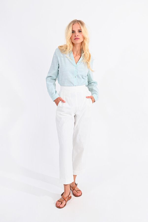 Molly Bracken Pantal&oacute;n de mujer tobillero tiro muy alto Blanco