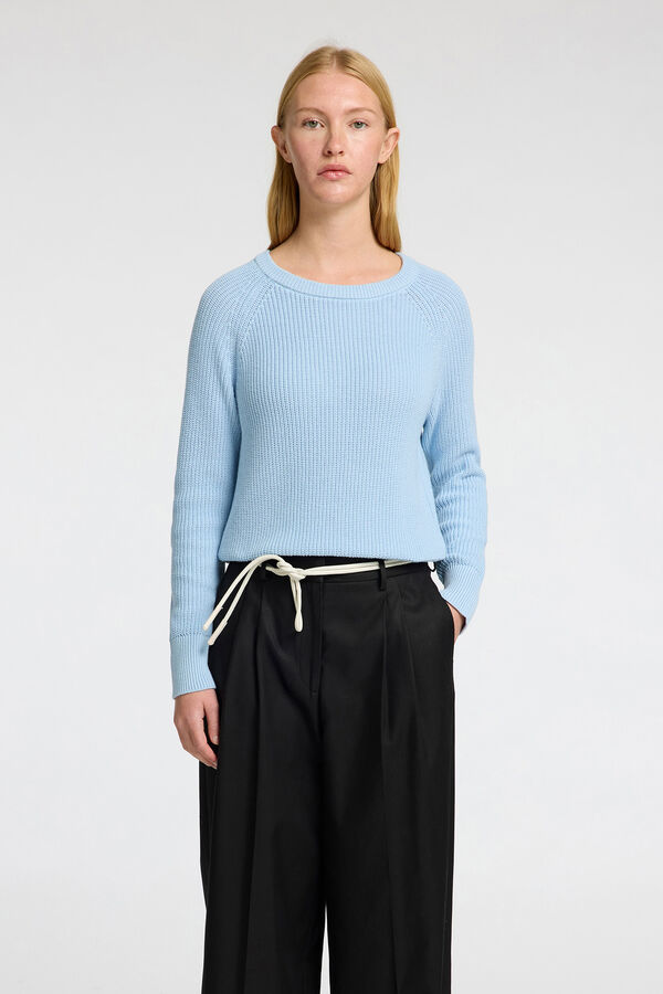 Selected Femme Jersey canal&eacute; 100% algod&oacute;n org&aacute;nico Azul