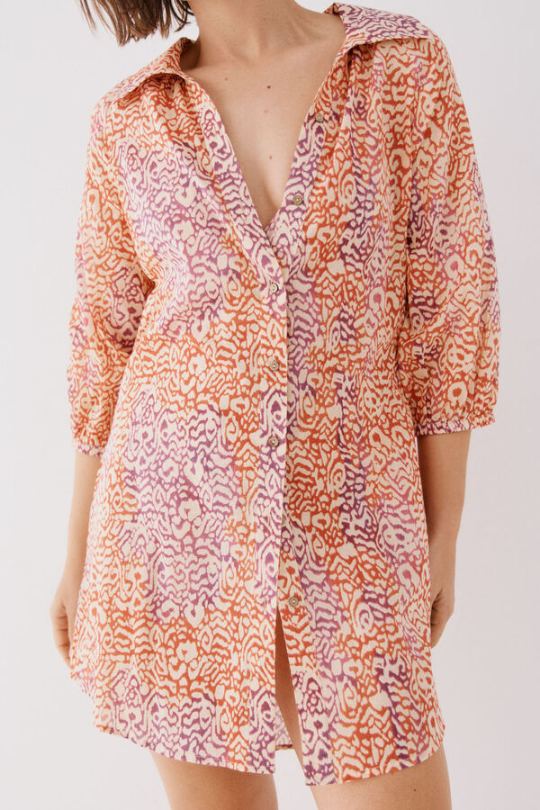 Cortefiel Caftán túnica estampado Roxo