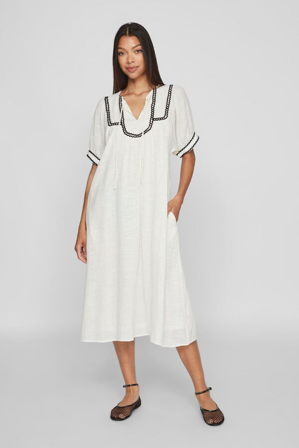 Vila Vestido midi con manga farol Blanco