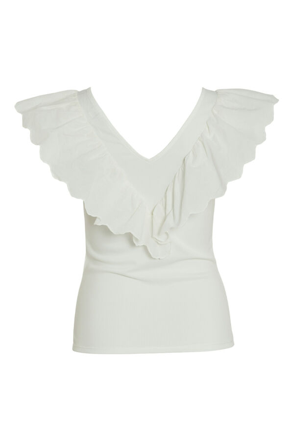 Vila Top entallado con volante Blanco