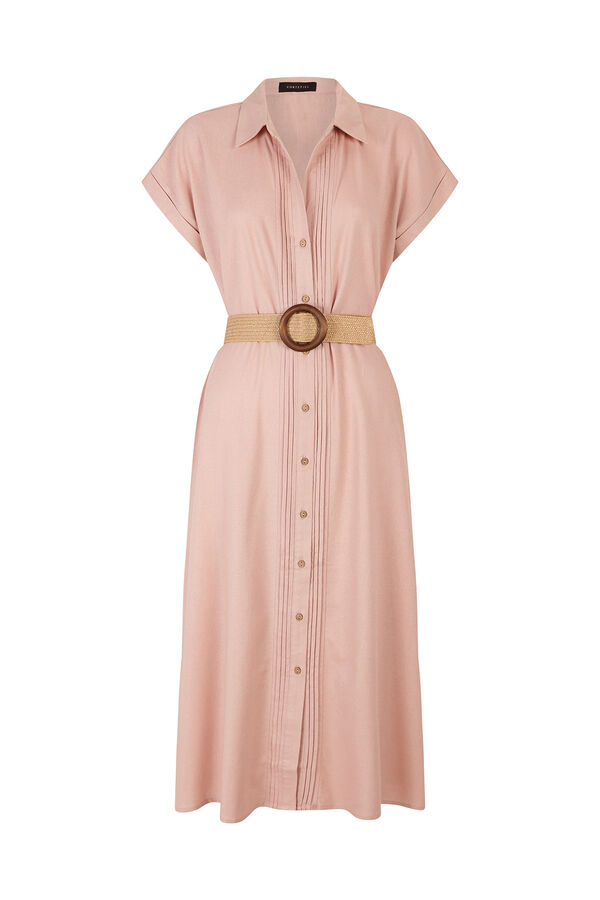 Cortefiel Vestido lino Rosa