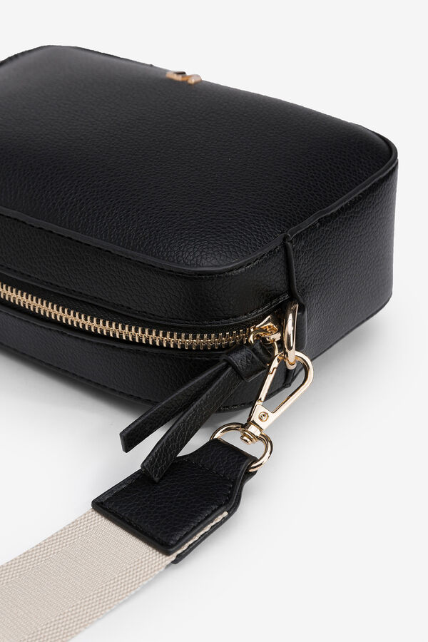 Vilanova Bolsa de mala de tiracolo retangular com efeito couro Preto