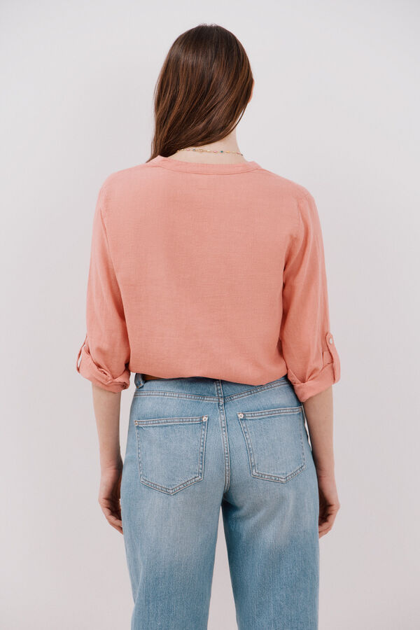 Cortefiel Camisa de linho Vermelho