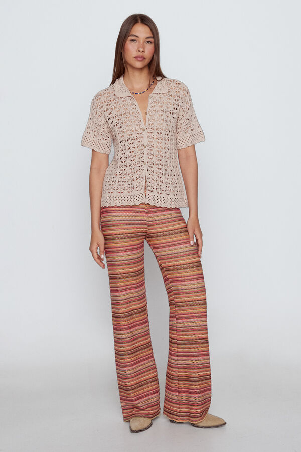 Slowlove Polo punto calado Beige