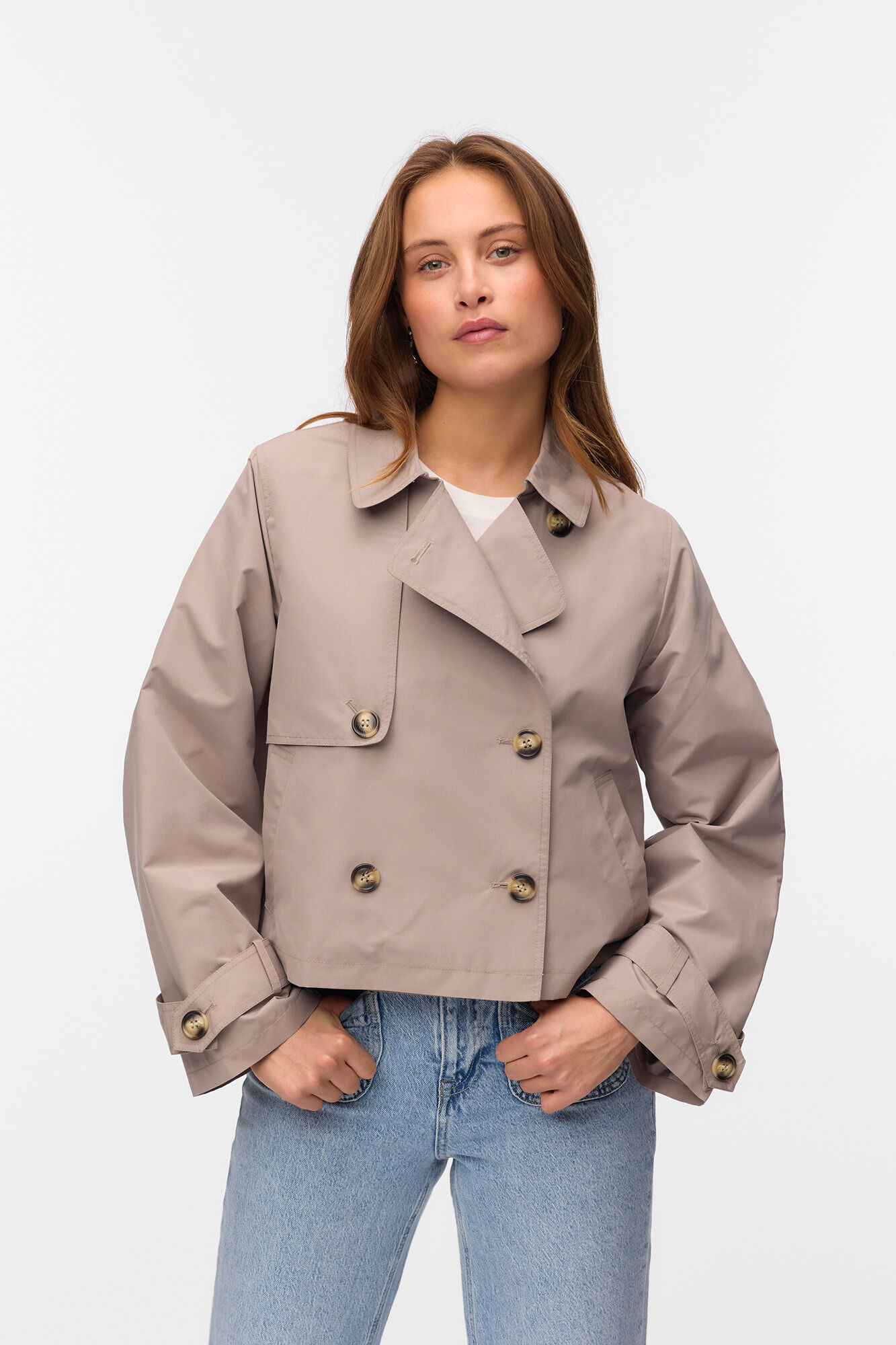 Vero Moda Trench coat curto com bolsos